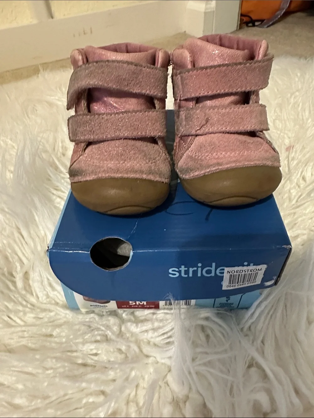 Stride Rite Glitter Pink Toddler Boots with Double Velcro Straps